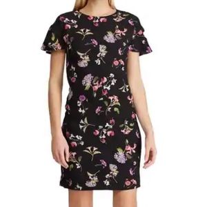 American Living NWT Floral Crepe Dress Black SZ 6